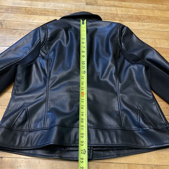 Lane Bryant Womens Jacket Size L? Black Polyester Faux Leather Bomber - Picture 12 of 16